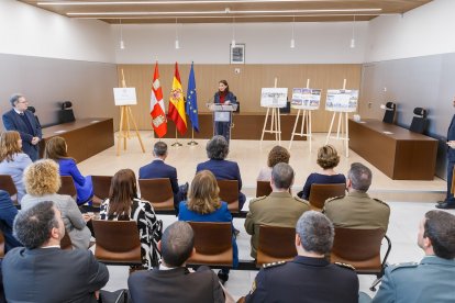 La ministra de Justicia, Pilar Llop, inaugura el edificio de la nueva sede de los juzgados de Segovia, junto a la delegada del Gobierno en Castilla y León, Virginia Barcones, entre otras autoridades.- ICAL