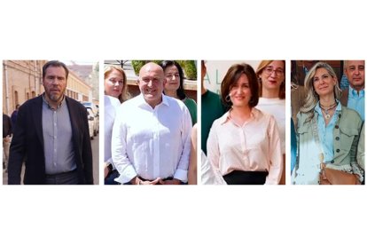 Los candidatos a la alcaldía de Valladolid Óscar Puente (PSOE), Jesús Julio Carnero (PP), María Sánchez (VTLP) e Irene Carvajal (VOX). -E.M.