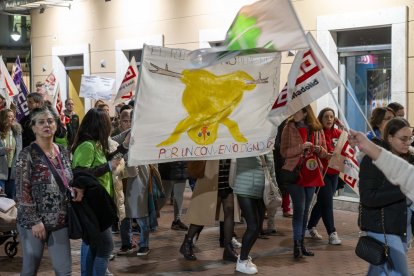 La Federación de Enseñanza de CCOO se manifiesta en Valladolid contra la precarización laboral en las escuelas infantiles de 0 a 3 años. El secretario regional de CCOO, Vicente Andrés, participa en la manifestación. -ICAL.