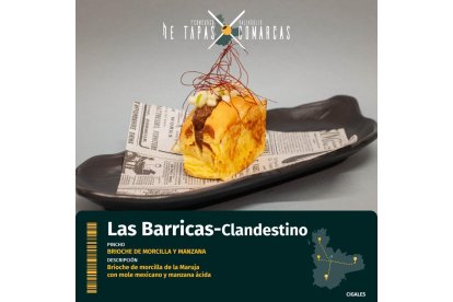 'Brioche de morcilla y manzana', pincho de Las Barricas-Clandestino con el que competirán en el ‘I Concurso de Tapas X Comarcas de la Provincia de Valladolid’. -E.M.