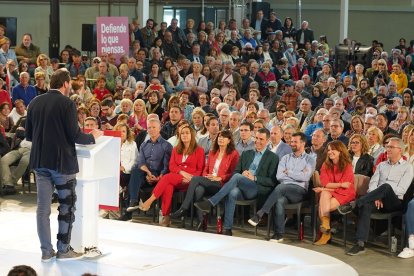 Óscar Puente, alcalde de Valladolid y candidato a la reelección, en un acto público en Valladolid al que asistió Pedro Sánchez, presidente del Gobierno. -ICAL