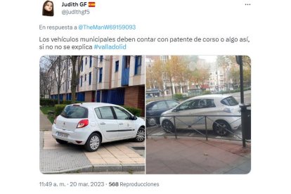 Crítica por el mal estacionamiento de los vehículos municipales. TWITTER