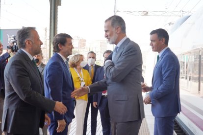 El rey en la parada de Valladolid del AVE Madrid-Burgos.- ICAL