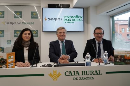 El presidente de Cascajares, Alfonso Jiménez, presenta el proyecto 'Ave Fénix', la iniciativa solidaria con la que la empresa pretende contribuir a la repoblación de la sierra de la Culebra (Zamora). -ICAL.