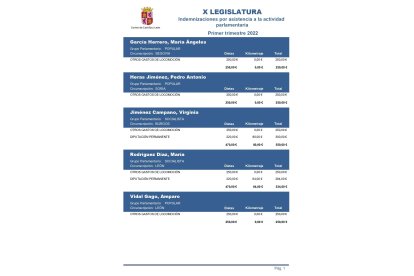 Este es el modelo, clarificador y con vocación de transparencia, que se utilizaba hasta ahora en las Cortes para dar a conocer lo que cobraba cada parlamentario y sus conceptos. Y además se hacía al trimestre.