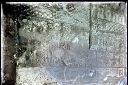 Mural con ‘La entrada de Cristo a Jerusalén de San Baudelio, en 1920.  ARCHIVO CABRÉ
