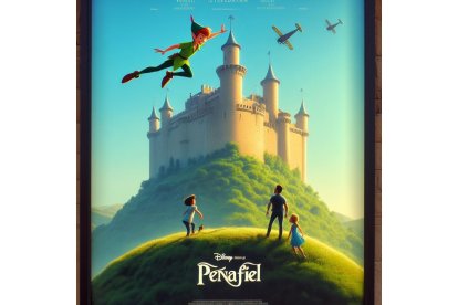 Peter Pan y compañía sobrevuelan el Castillo de Peñafiel. Bing Image Creator de Microsoft