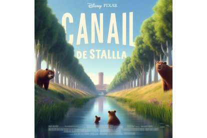 El Canal de Castilla 'invadido' por los personajes de Hermano Oso. Bing Image Creator de Microsoft
