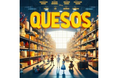 Alicia en el país de las maravillas y más personajes de la película se disponen a degustar los quesos de Valladolid. Bing Image Creator de Microsoft