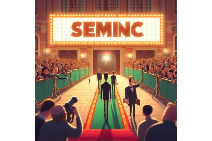 La llegada de los actores y directores de cine a través de la alfombra verde de la Seminci como si de una película de Disney Pixar se tratara. Bing Image Creator de Microsoft