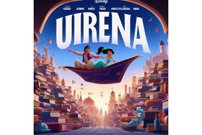 Jasmín, de Aladdin, leyendo un libro en Urueña. Bing Image Creator de Microsoft