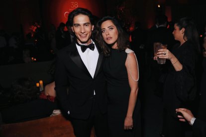 Enzo Vogrincic y María León en la fiesta de los Goya en el pabellón de la Feria de Valladolid - PEPINO MARINO