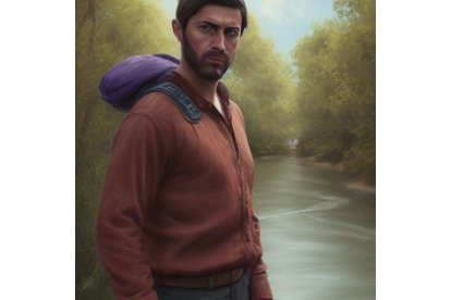Hombre de Valladolid frente al Pisuerga según el programa de Inteligencia Artificial Leonardo.