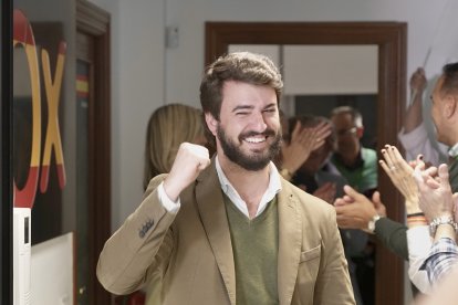 Juan García-Gallardo celebra los resultados electorales de Vox en Valladolid. -ICAL