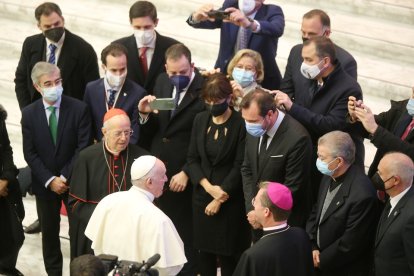 Su Santidad el Papa Francisco celebra una audiencia general en el que recibe al alcalde de Valladolid, Óscar Puente, y al arzobispo de la Diócesis vallisoletana, Ricardo Blázquez. - ICAL