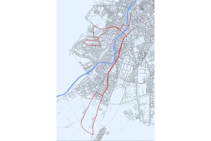 Mapa provisional del recorrido de la contrarreloj en Valladolid. / EL MUNDO