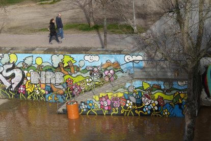 Imagen de la crecida del Pisuerga a su paso por la capital. -J.M. LOSTAU.