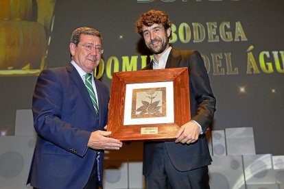 MEJOR PROYECTO DE BURGOS El presidente de la Diputación de Burgos, César Rico, otorga al galardón al mejor proyecto de Burgos a Jorge Monzón de Bodega Dominio del Águila.