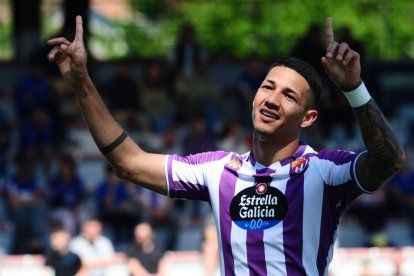 Marcos André celebra su gol contra el Amorebieta.