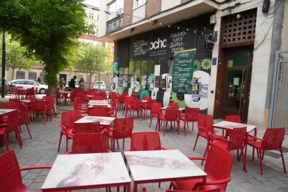 Imagen de la terraza de un establecimiento de la calle de los Alamillos en Valladolid