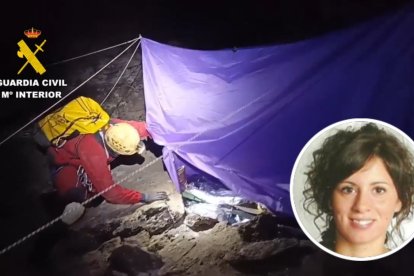 Trabajos de búsqueda por la espeleóloga Paloma Bombín
