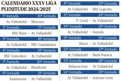 Calendario Asobal del Recoletas Atlético Valladolid.