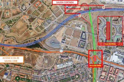 Desvío de tráfico de la calzada izquierda de la A-62.