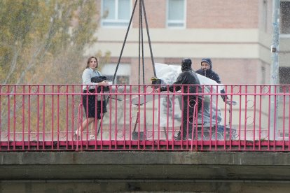 Malena Alterio en el rodaje de la serie 'Cochinas' de Prime en Valladolid