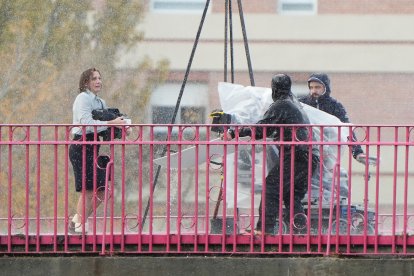 Malena Alterio en el rodaje de la serie 'Cochinas' de Prime en Valladolid