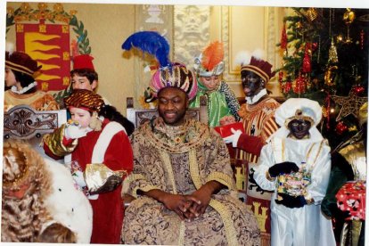 Los tres Reyes Magos en el Ayuntamiento de Valladolid en 1999