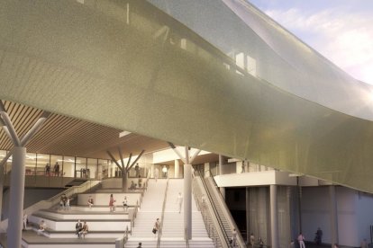 Recreación virtual de la nueva estación de tren de Campo Grande de Valladolid.