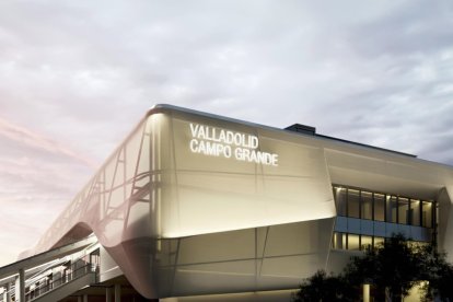 Recreación virtual de la nueva estación de tren de Campo Grande de Valladolid.