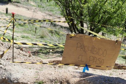 Zona arqueológica del cerro de las Contiendas para la extracción del fósil.