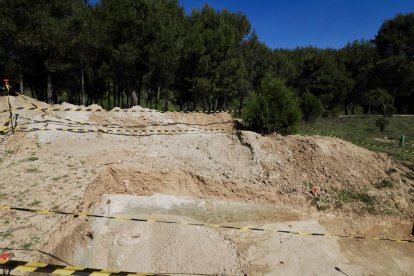 Zona arqueológica del cerro de las Contiendas para la extracción del fósil.