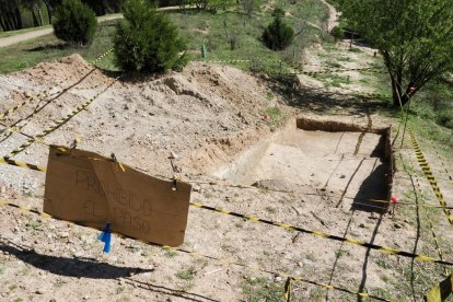Zona arqueológica del cerro de las Contiendas para la extracción del fósil.