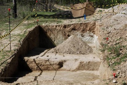 Zona arqueológica del cerro de las Contiendas para la extracción del fósil.