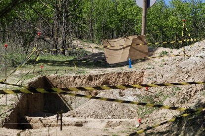 Zona arqueológica del cerro de las Contiendas para la extracción del fósil.