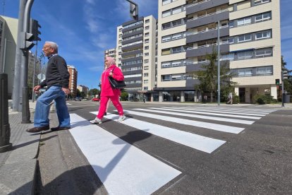 Paso de cebra pintado de la Cúpula del Milenio.