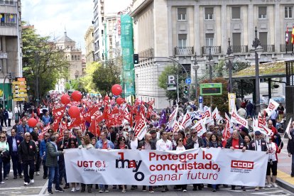 Jn momento de la manifestación del Primero de Mayor en Valladolid.