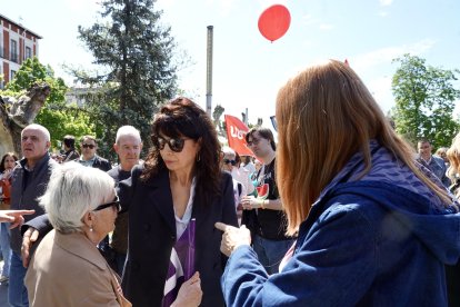 La ministra de Igualdad, Ana Redondo, en la manifestación del Primero de Mayo en Valladolid.