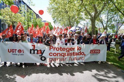 Un momento de la manifestación del Primero de Mayo en Valladolid.