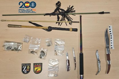 Armas incautadas en la fiesta clandestina en una nave de la avenida Segovia de Valladolid.