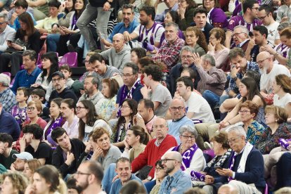 Imagen del UEMC Real Valladolid Baloncesto-Menorca, el partido que lleva al descenso.