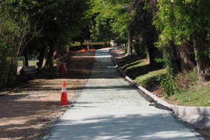 Obras del carril bici del paseo de Isabel la Católica en Valladolid.