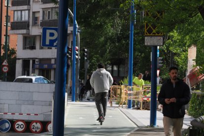 Obras del carril bici del paseo de Isabel la Católica en Valladolid.