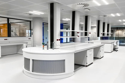 Recreación de la futura zona de laboratorios de la Estación Enológica de Castilla y León, en Rueda.