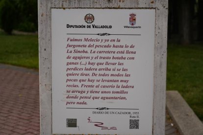 Pasaje del libro de Miguel Delibes Diario de un Cazador donde menciona la finca en la que cazaba.