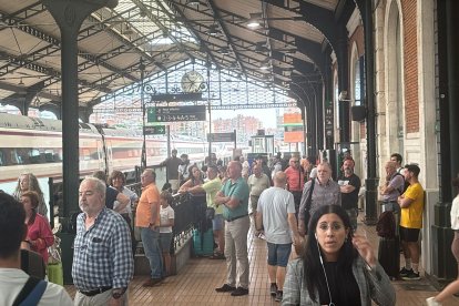 Viajeros en la estación Campo Grande de Valladolid afectados por el incendio en la línea de AVE