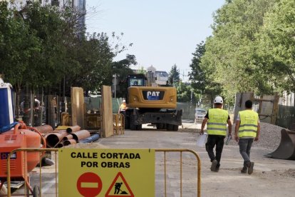 Cartel que indica que la calle Gamazo está cortada por obras.