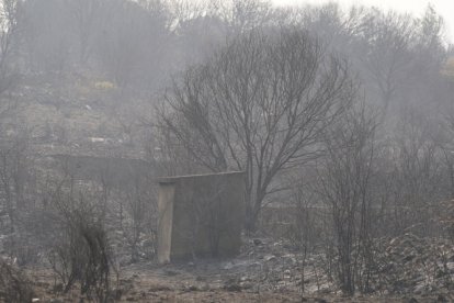 Vecinos que fueron desalojados de Las Médulas y Carucedo (León) por el incendio regresan a sus casas, algunas arrasadas por las llamas.